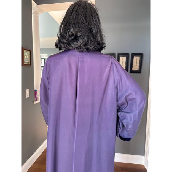 Vintage Purple Sateen Lined Duster Swing Coat 3 button closing large - Picture 9 of 16